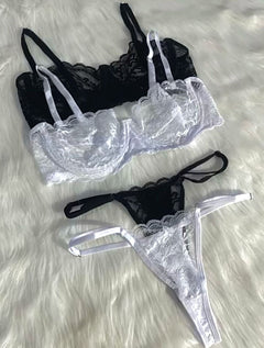 SET X2 CONJUNTOS DE LENCERÍA AMELIA BLANCO Y NEGRO 🤍🖤