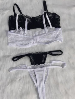 SET X2 CONJUNTOS DE LENCERÍA AMELIA BLANCO Y NEGRO 🤍🖤