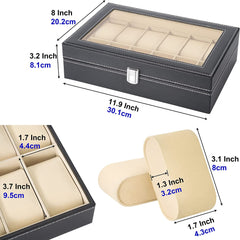 ORGANIZADOR DE RELOJES 12 COMPARTIMENTOS BEIGE